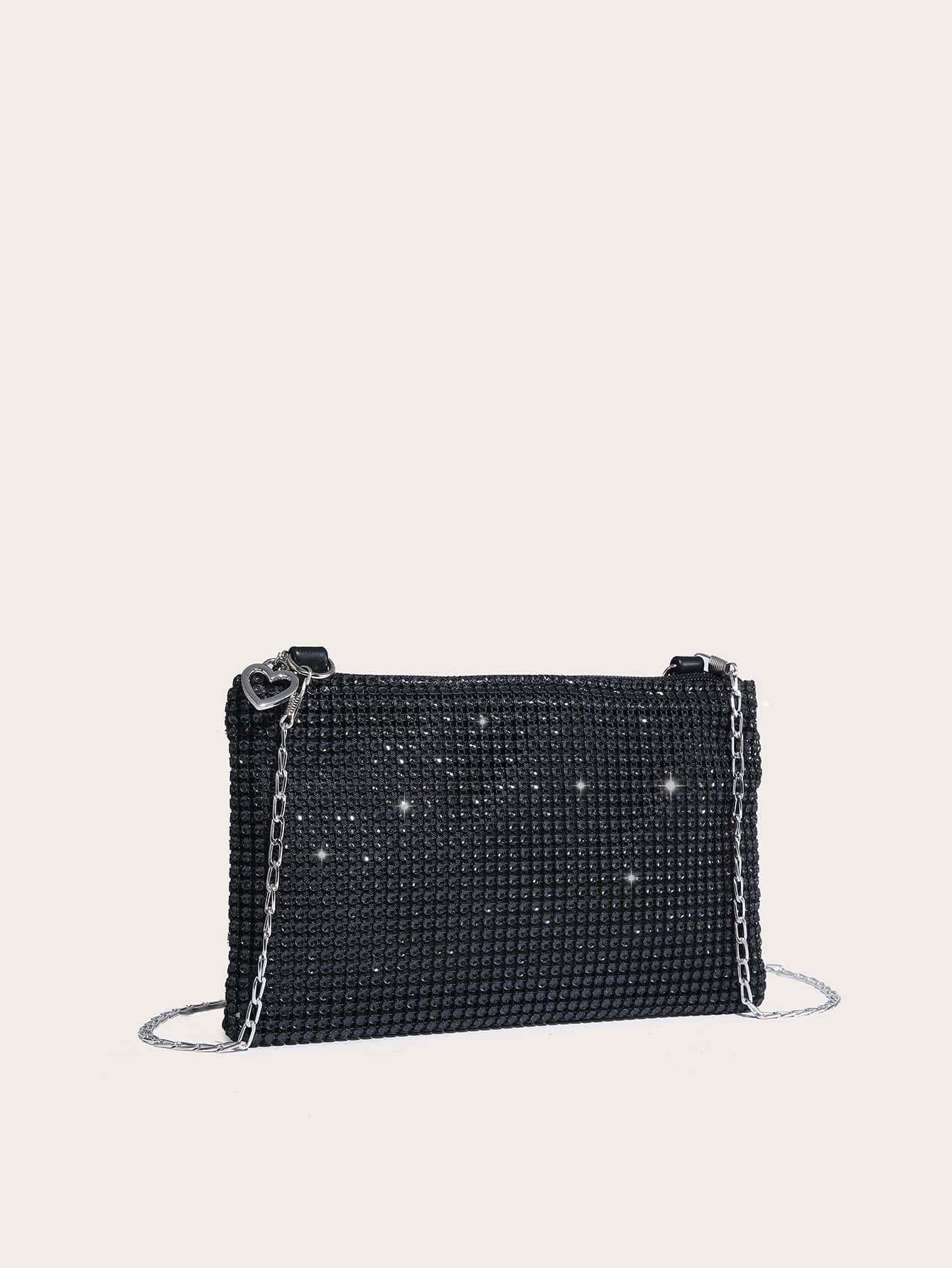 Shiny 1Pc Simple Glitter Rhinestone Look Crossbody Bag