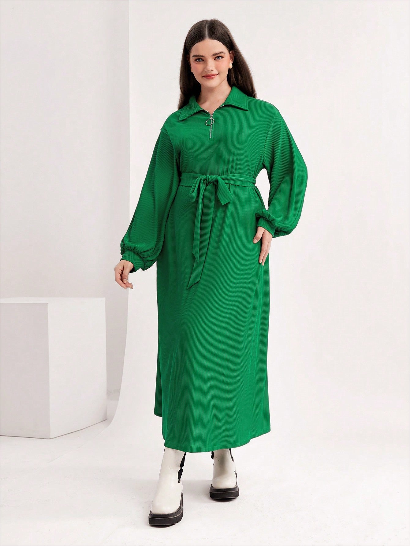 SHEIN Mulvari plus Drop Shoulder Belted Dress