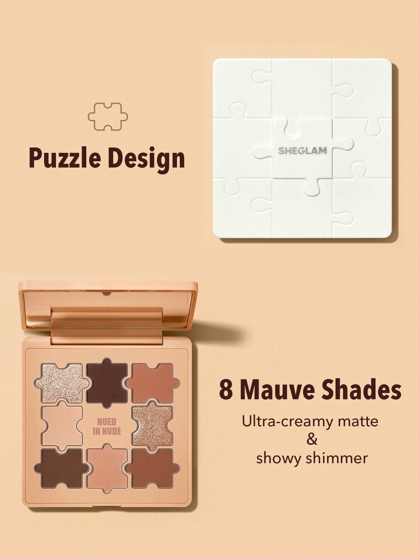 SHEGLAM Jazy Jigsaw Eyeshadow Palette-Mauve'Ing on 9-Color Shimmer Matte Eyeshadow Palette Metallic Evenly Pigmented Smooth Blendable Eyeshadow Winter Black Friday Gift Eyeshadow