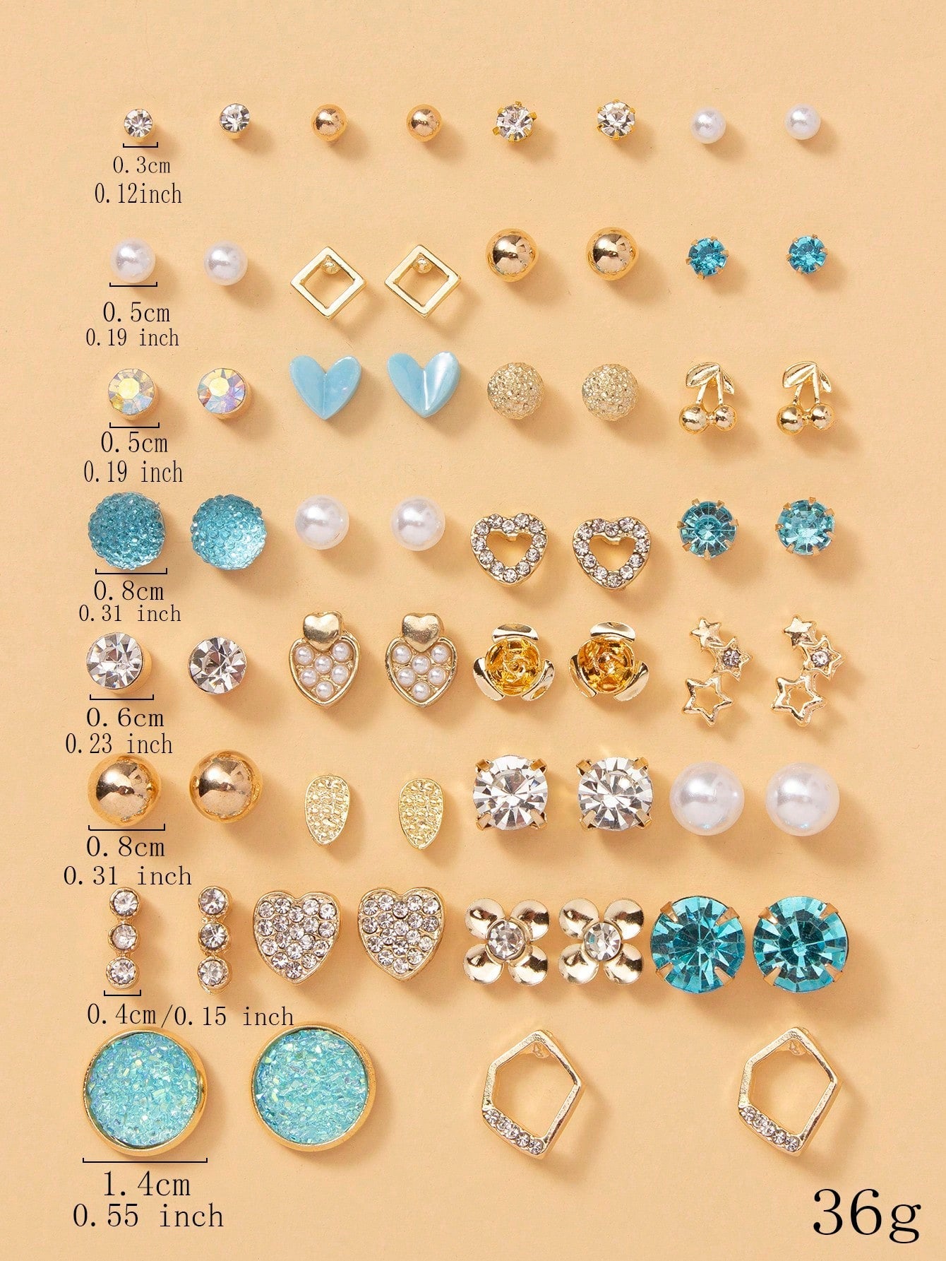 1Set=30Pairs Women'S Delicate Metallic Conch, Pearl, and Heart Shaped Gift Earrings Set
