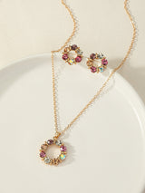 3Pcs/Set Glamorous Zinc Alloy Rhinestone Flower Decor Jewelry Set for Women for Daily Decoration