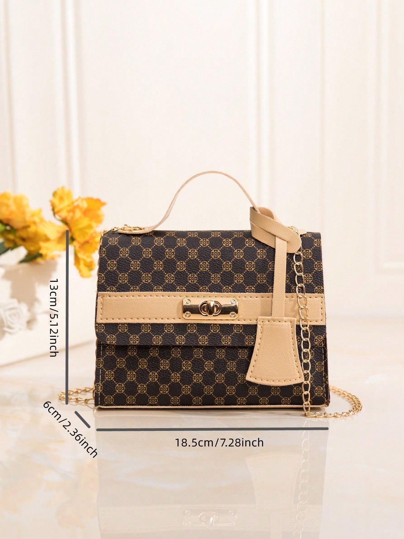 1Pc Mini Coffee Brown Pu Leather Women Handbag, Multifunctional Portable Shoulder and Crossbody Bag Suitable for Daily Use, Date and Gift