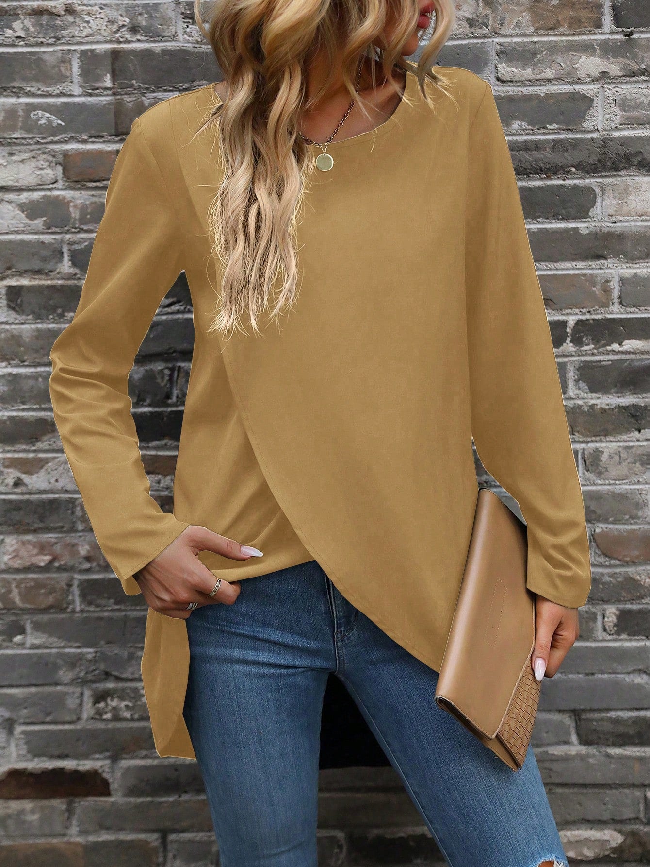 Solid Tulip Hem Blouse