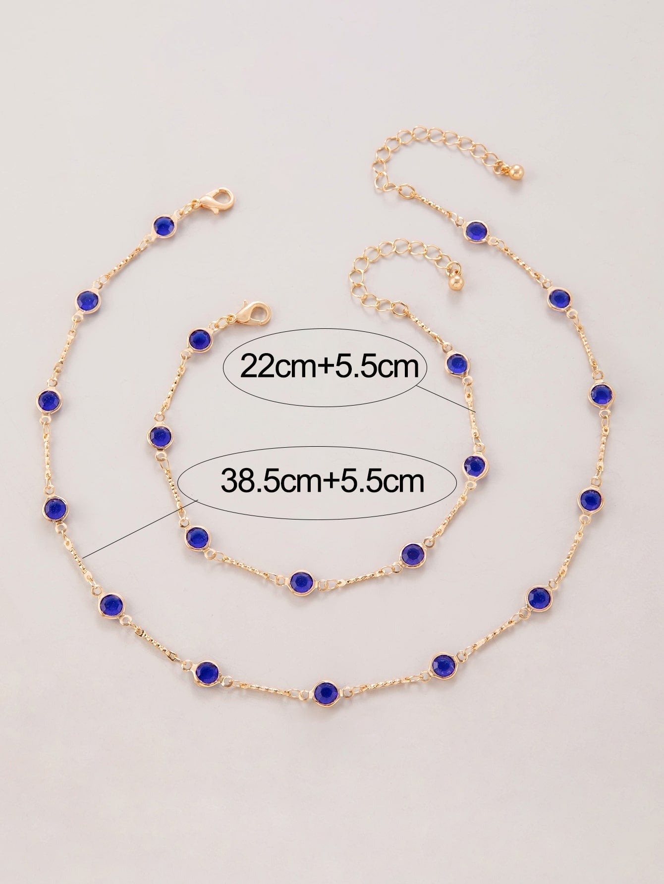 1Pc Fashion Polyresin Rhinestone Decor Anklet & 1Pc Necklace for Women for Gift