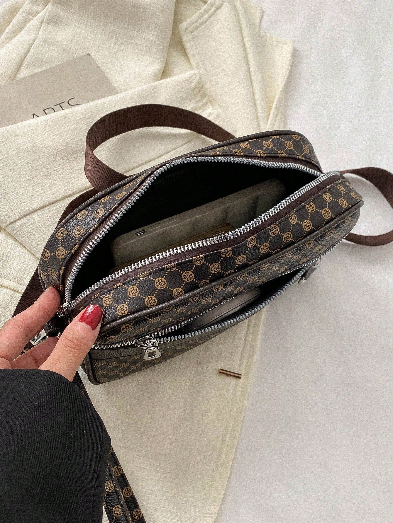 Fashionable Printed Pu Shoulder Bag, Large Capacity Tote Bag for Women