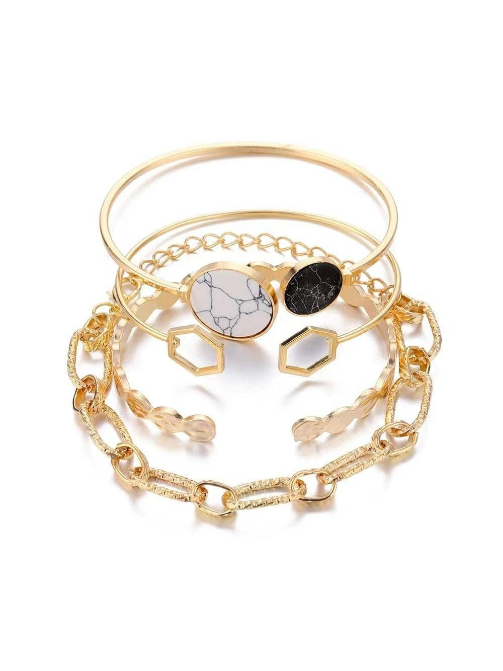 4Pcs/Set Vintage Geometric Design Bracelet for Women for Daily Commute