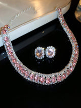 1Set Crystal Necklace & Earrings Jewelry Set