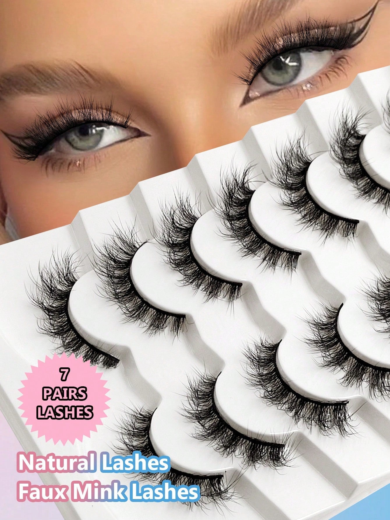 7Pairs 11Mm Natural Soft False Eyelashes