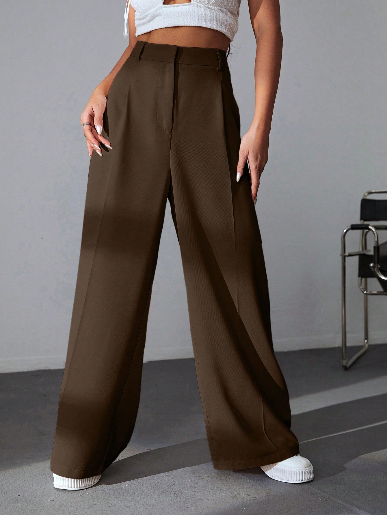 SHEIN Ezwear Solid High Waist Pants