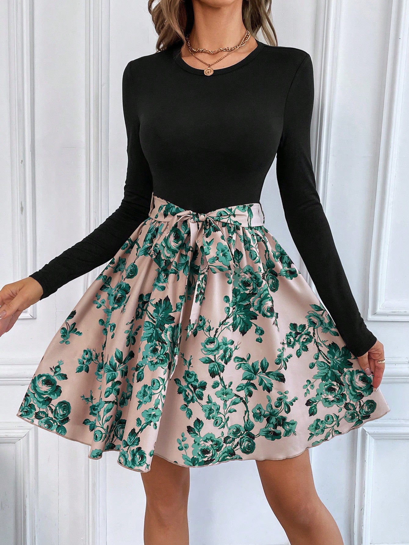 Floral Print Belted Dress