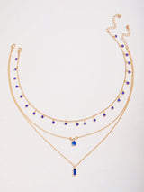 2Pcs/Set Rhinestone Decor Necklace