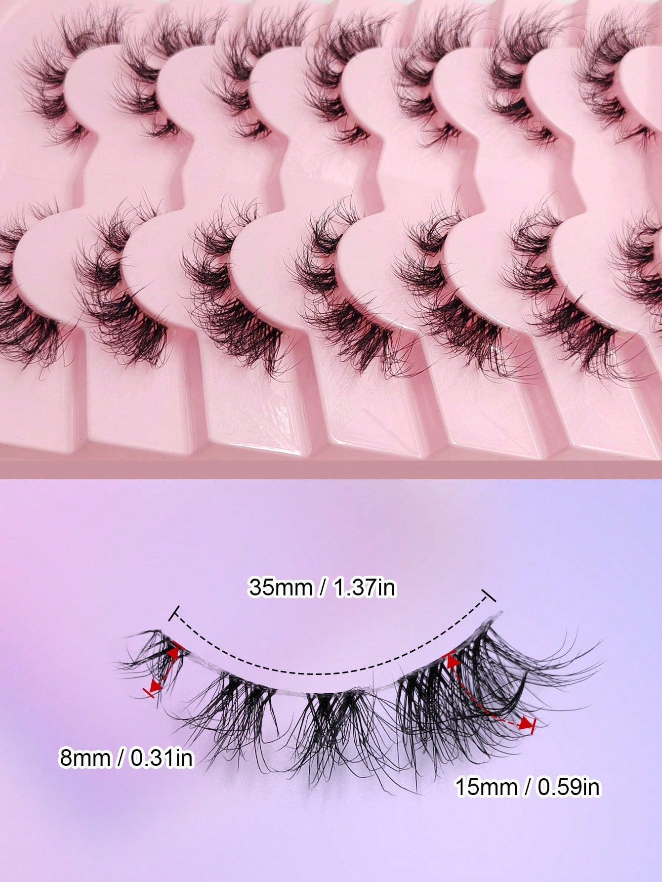 Full Strip Lashes 7 Pairs Clear Band Natural False Eyelashes Dramatic Volume Cat Eye Faux Mink Lashes