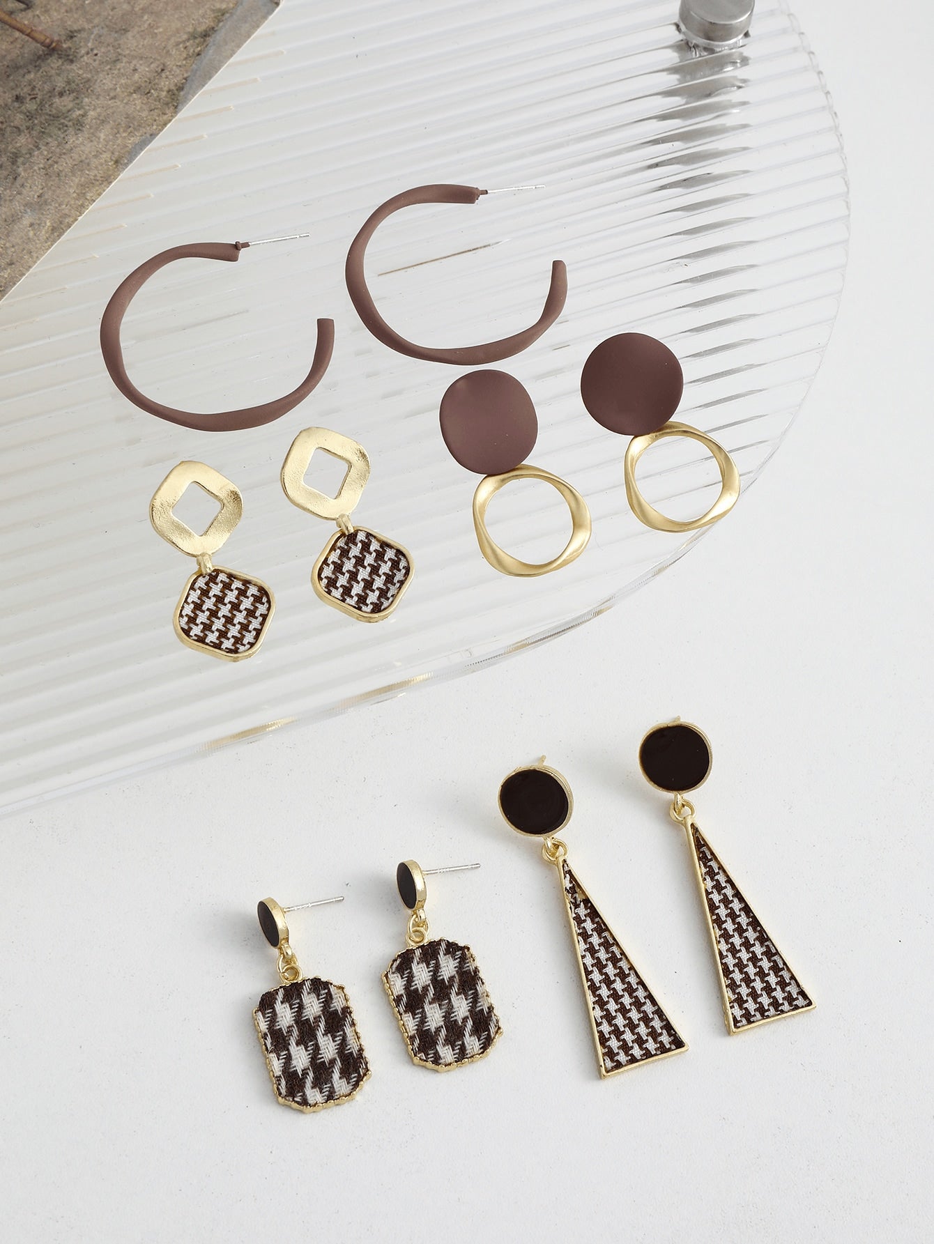 5Pairs Stylish Alloy Geometric Irregular Earrings Set Suitable for Women'S Party, Banquet, Date, Festival and Gift