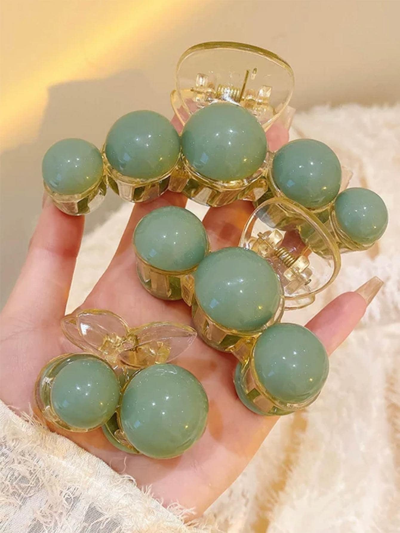 3Pcs Women Faux Pearl Decor Fashion Hair Claw