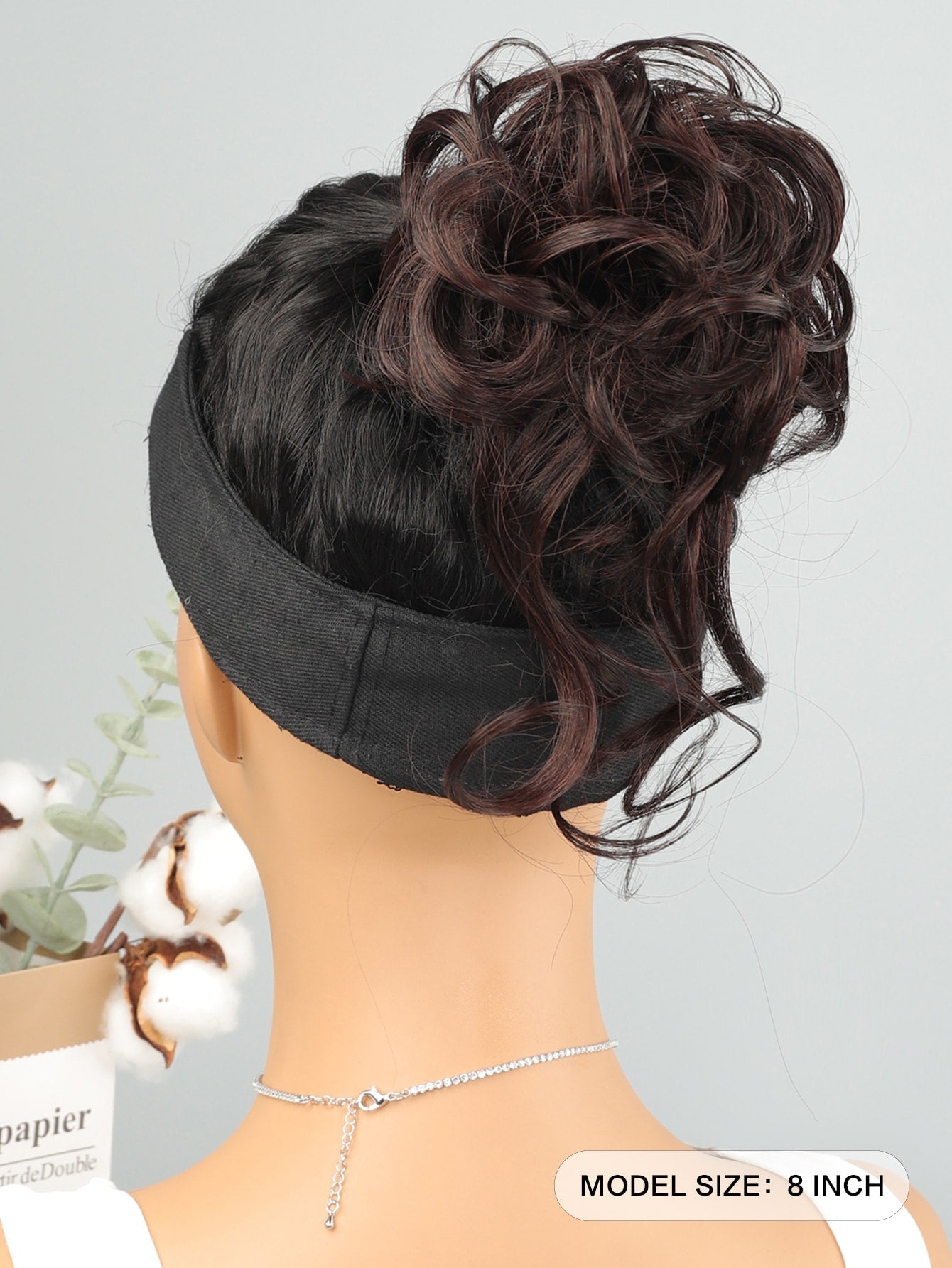 Synthetic Messy Curly Claw Hair Bun Chignon Hair Extensions Scrunchy Fake False Dark Brown Hair with Tail for Women Hairpieces