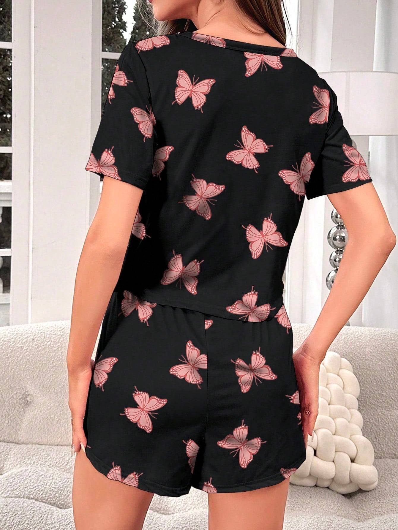 Butterfly Print Tee & Shorts PJ Set