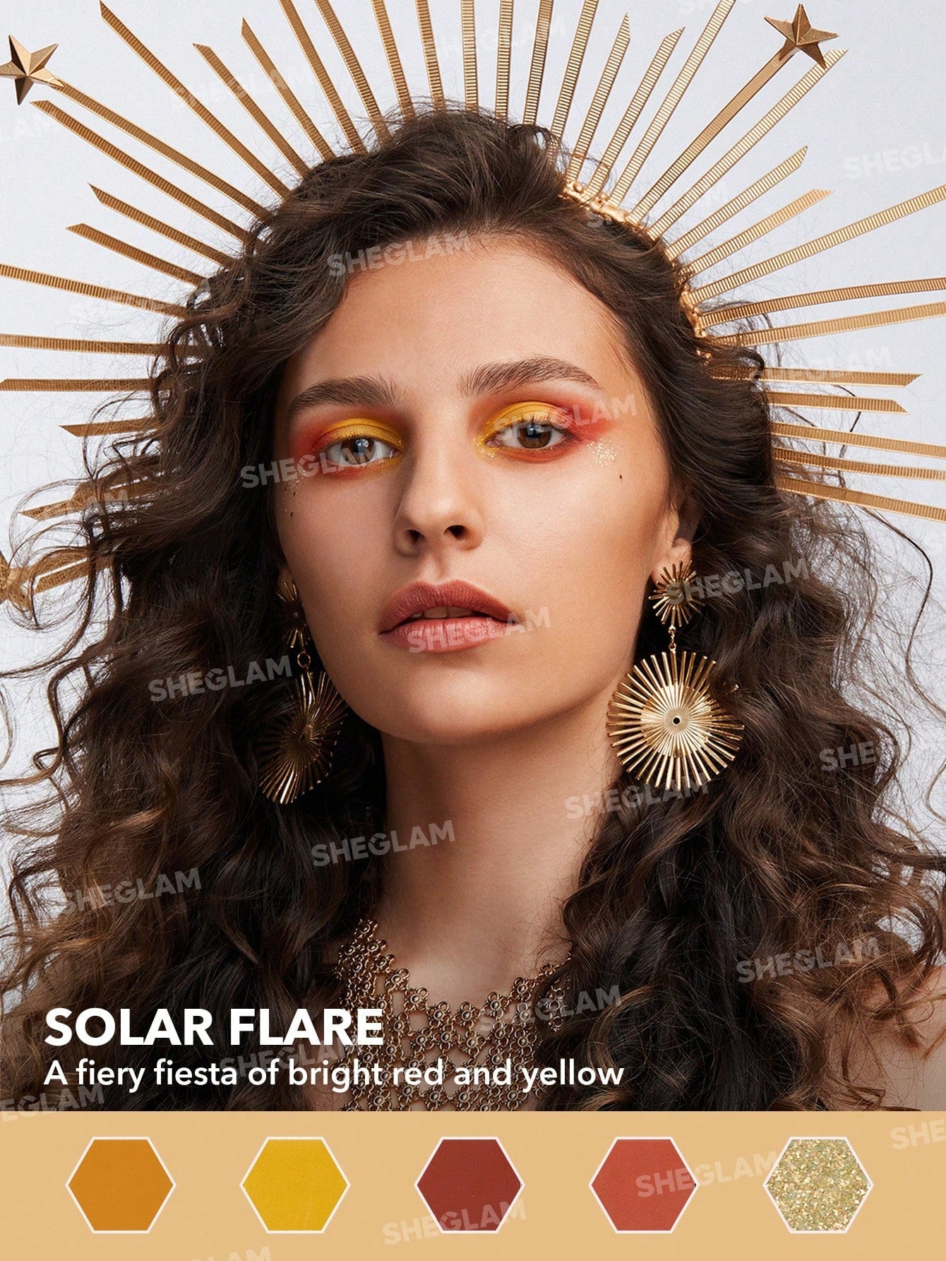 SHEGLAM Lively Leo Palette 8-Clolor Glitter Matte Eyeshadow Palette Bold Yellow Orange Shiny Gold High Pigment Long Wear Blendable Pro Eyeshadow Black Friday Winter Eyeshadow
