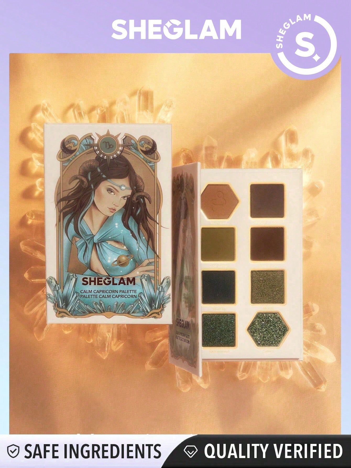 SHEGLAM Calm Capricorn Palette 8-Clolor Shimmer Pearlescent Matte Eyeshadow Palette Grey Brown Blue Green Glitter High Pigment Long Wear Blendable Pro Eyeshadow Black Friday Winter Brown Eyeshadow