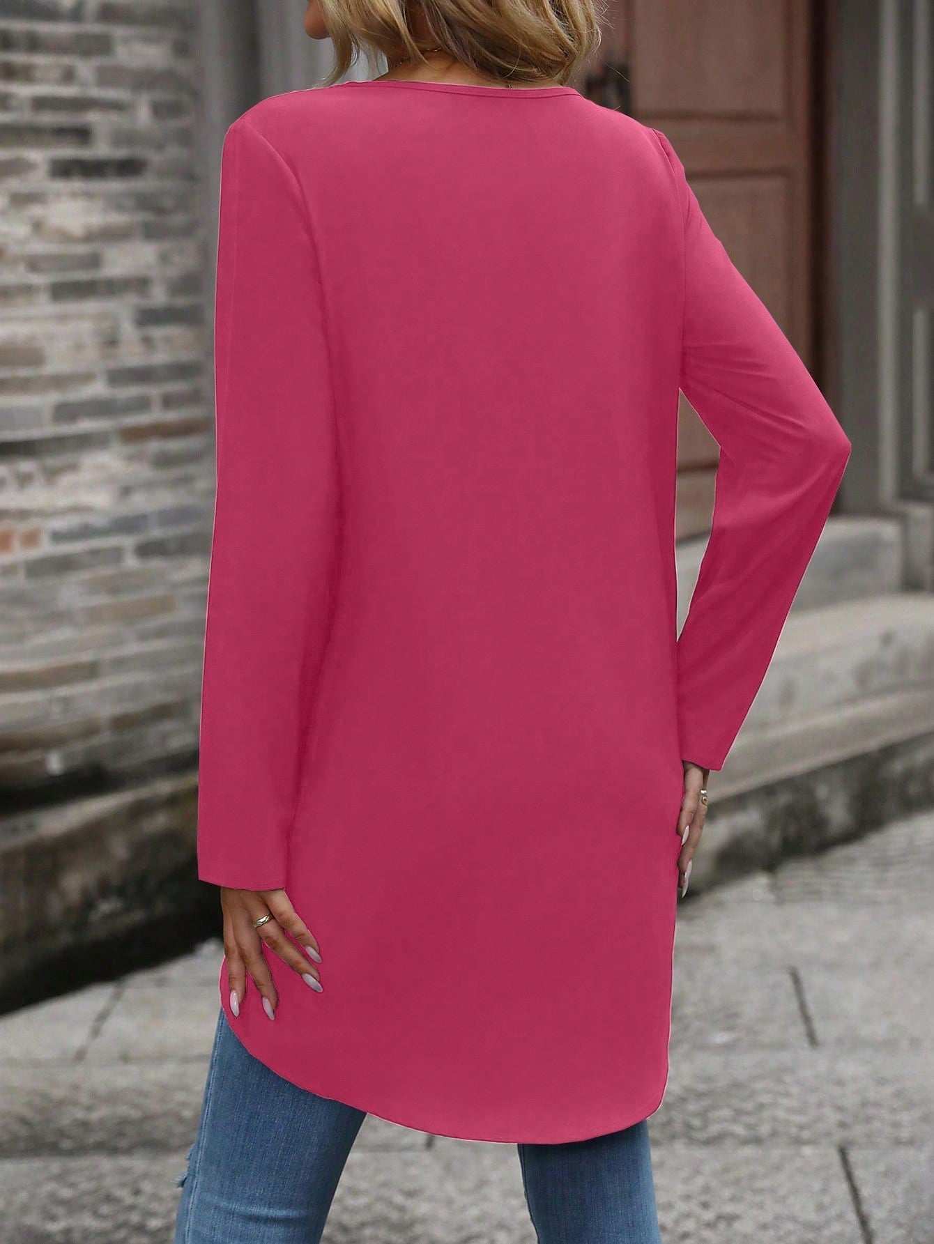 Solid Tulip Hem Blouse