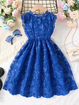 SHEIN Kids CHARMNG Young Girl Zip Back Sleeveless Lace Dress