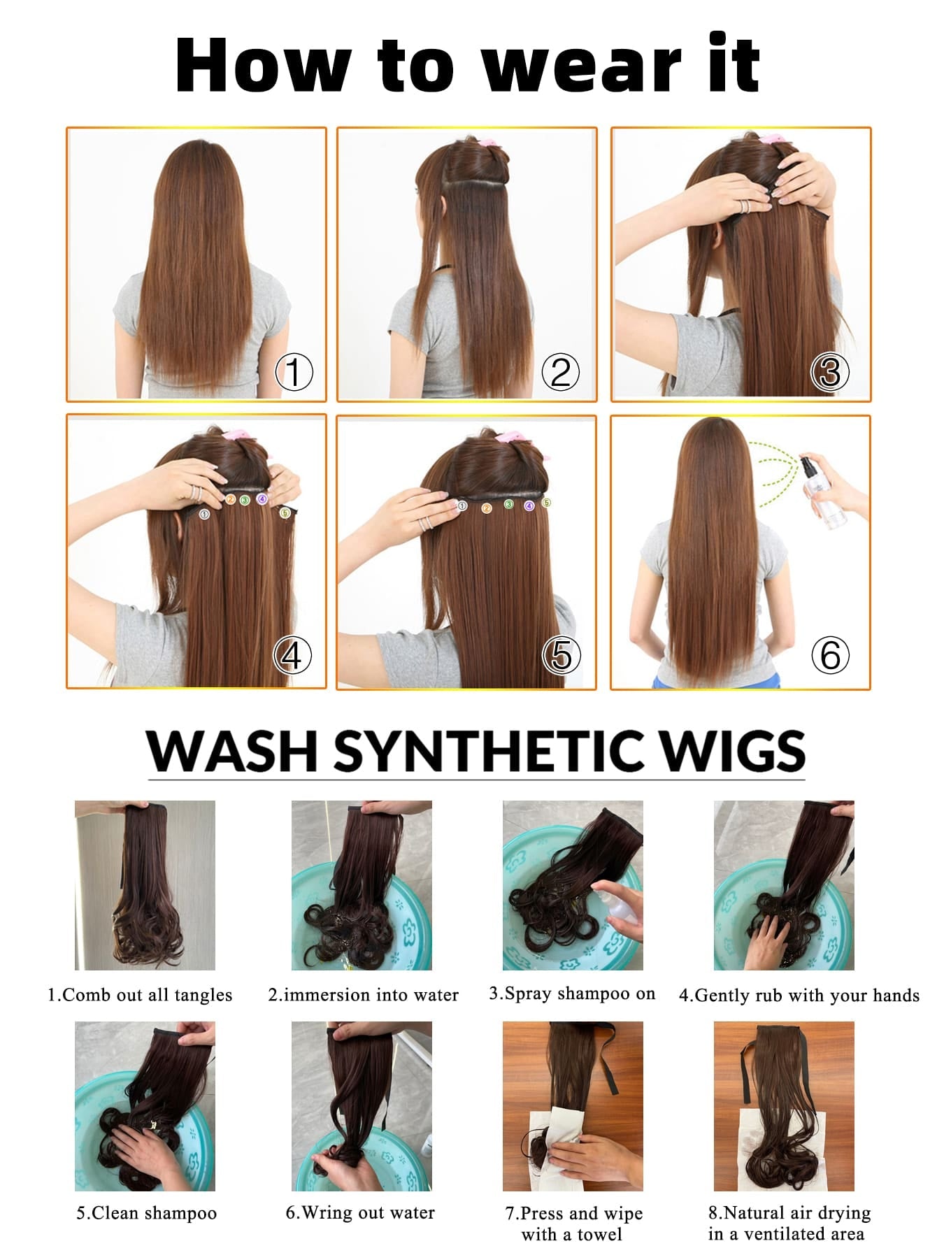 4Pcs Clip in Water Ripple Synthetic Hair Extension