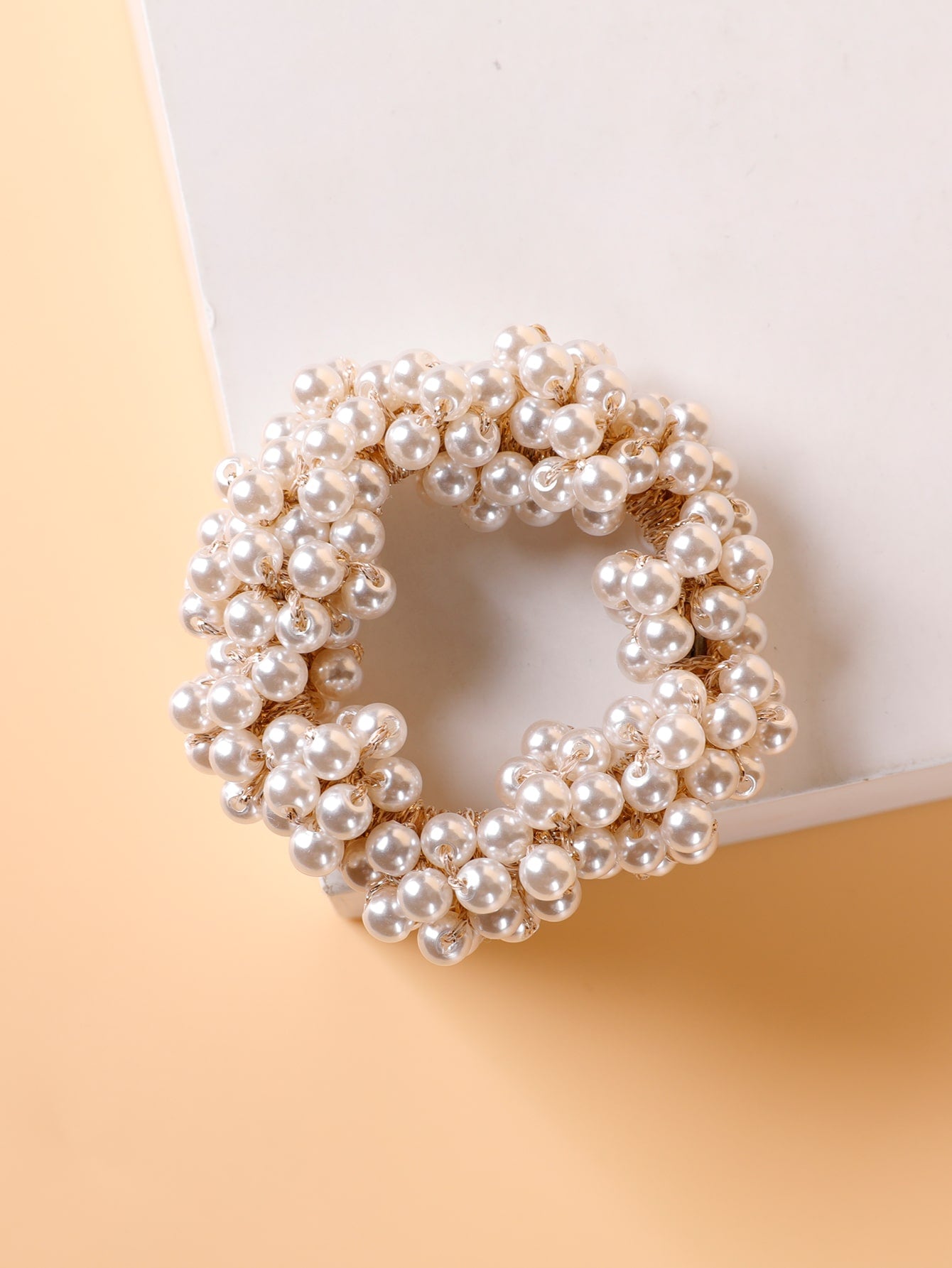 1Pc Faux Pearl Decor Hair Tie for Daily Casual Outing Wear