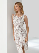 MOTF PREMIUM LINEN FLORAL FITTED DRESS