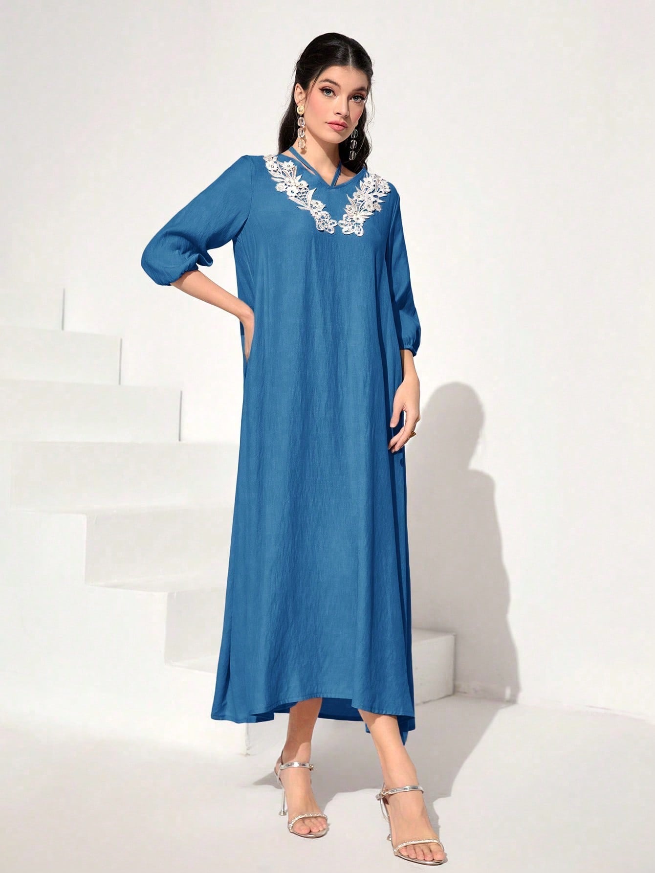 SHEIN Najma Floral Appliques Dress