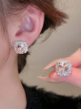1Set Crystal Necklace & Earrings Jewelry Set