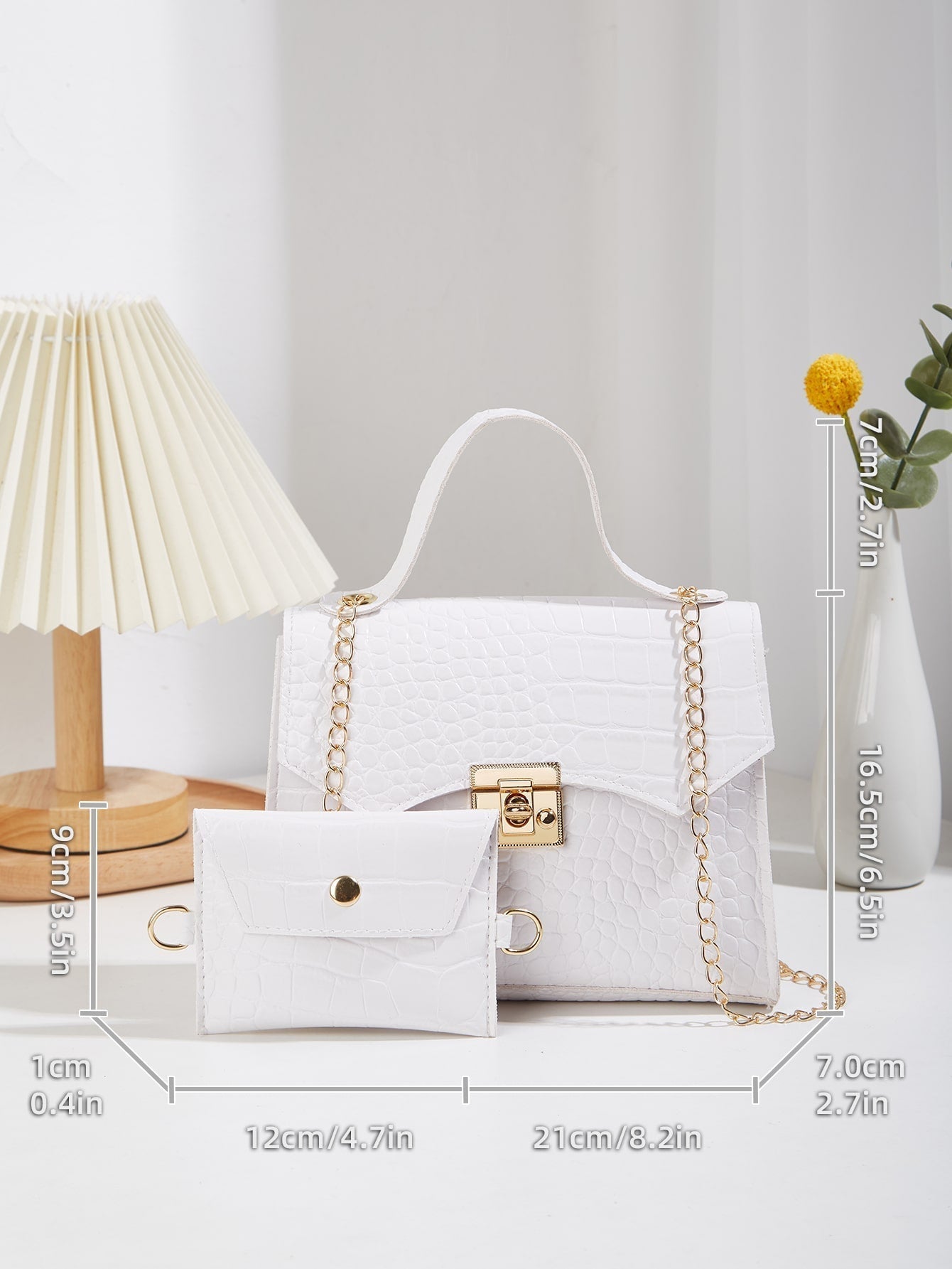 Stone Texture 2Pcs Women'S Handbag Set with Shoulder Bag and Tote Bag