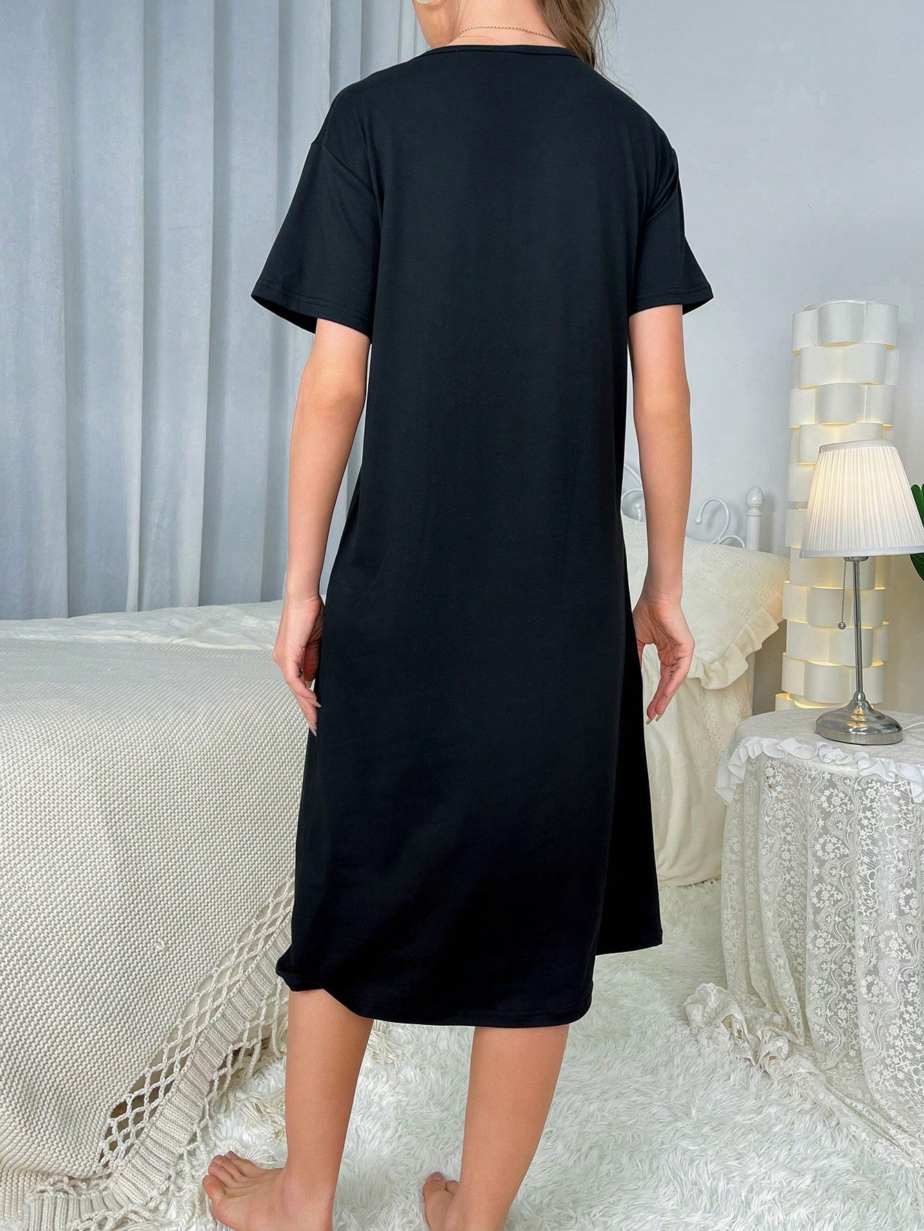 Slogan & Cartoon Graphic Nightdress
