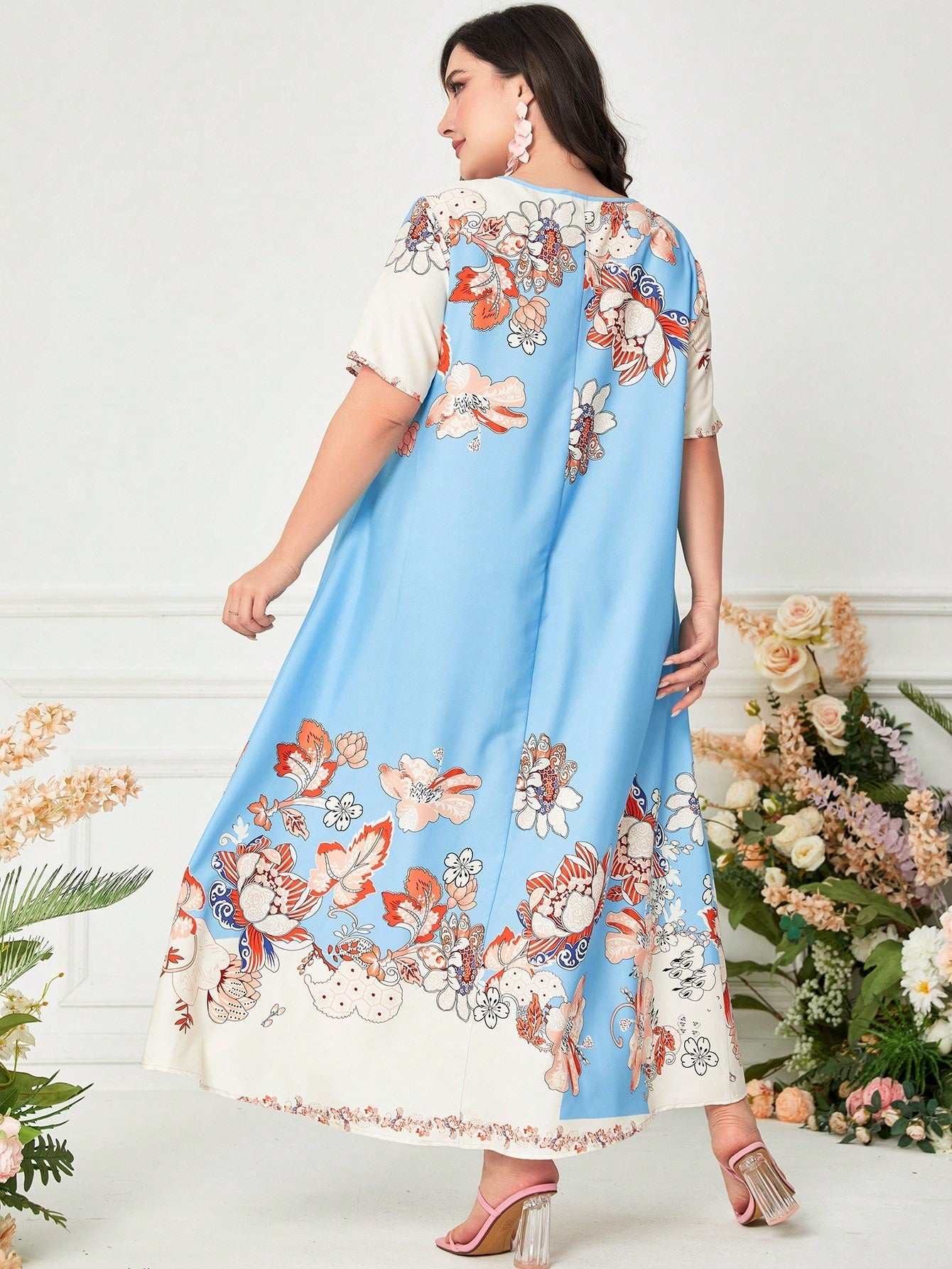 SHEIN Najma plus Floral Print Tunic Dress