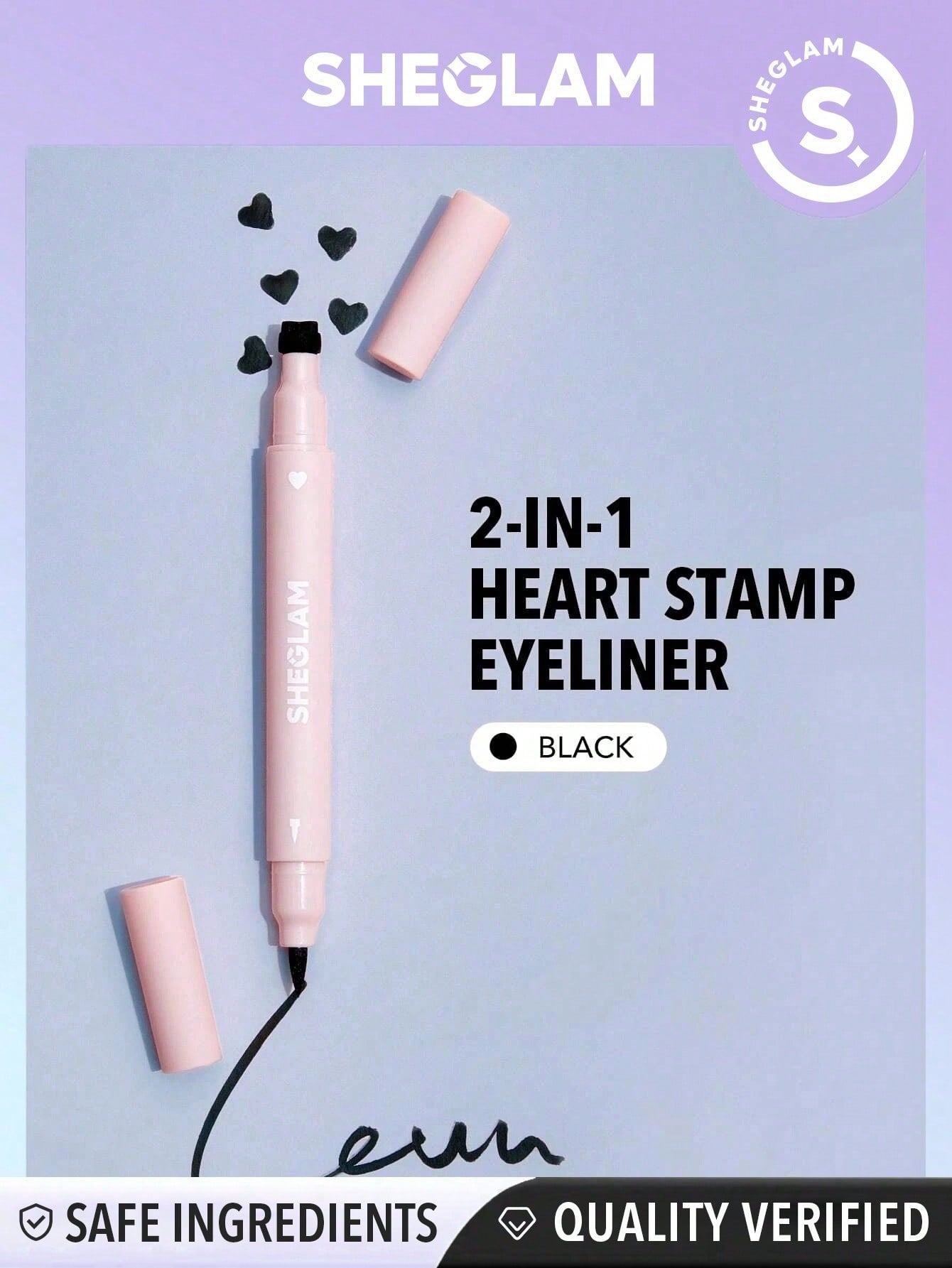SHEGLAM Heart Eyes 2-In-1 Stamp Eyeliner Waterproof Liquid Eyeliner Seal in Heart Shape Smudge-Proof Long Lasting Ultra-Fine Eyeliner Black Friday Winter Y2K Eyeliner
