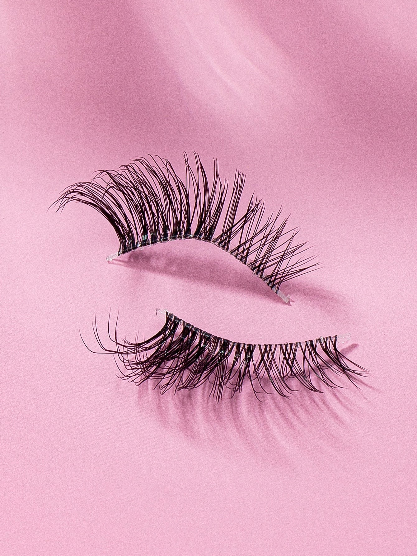 7Pairs/Set Casual Daily Wear Transparent Stem 3D Cross Design Eyelashes for Eye Enlarging, 0.5-1.3Cm