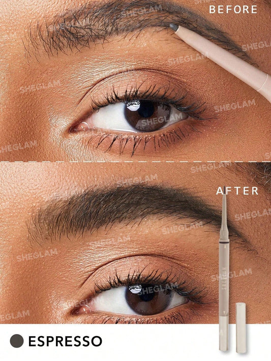 SHEGLAM Brows on Demand 2-In-1 Brow Pencil - Espresso Waterproof Liquid Eyebrow Pen Sweat-Proof Anti-Oil Natural Brow Filling Outlining Eyebrow Cream Gel Makeup Black Friday Eyebrow