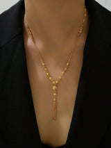 1Pc 18K Gold Plated Fashionable Personality Design Pendant Necklace with Tassels for Women