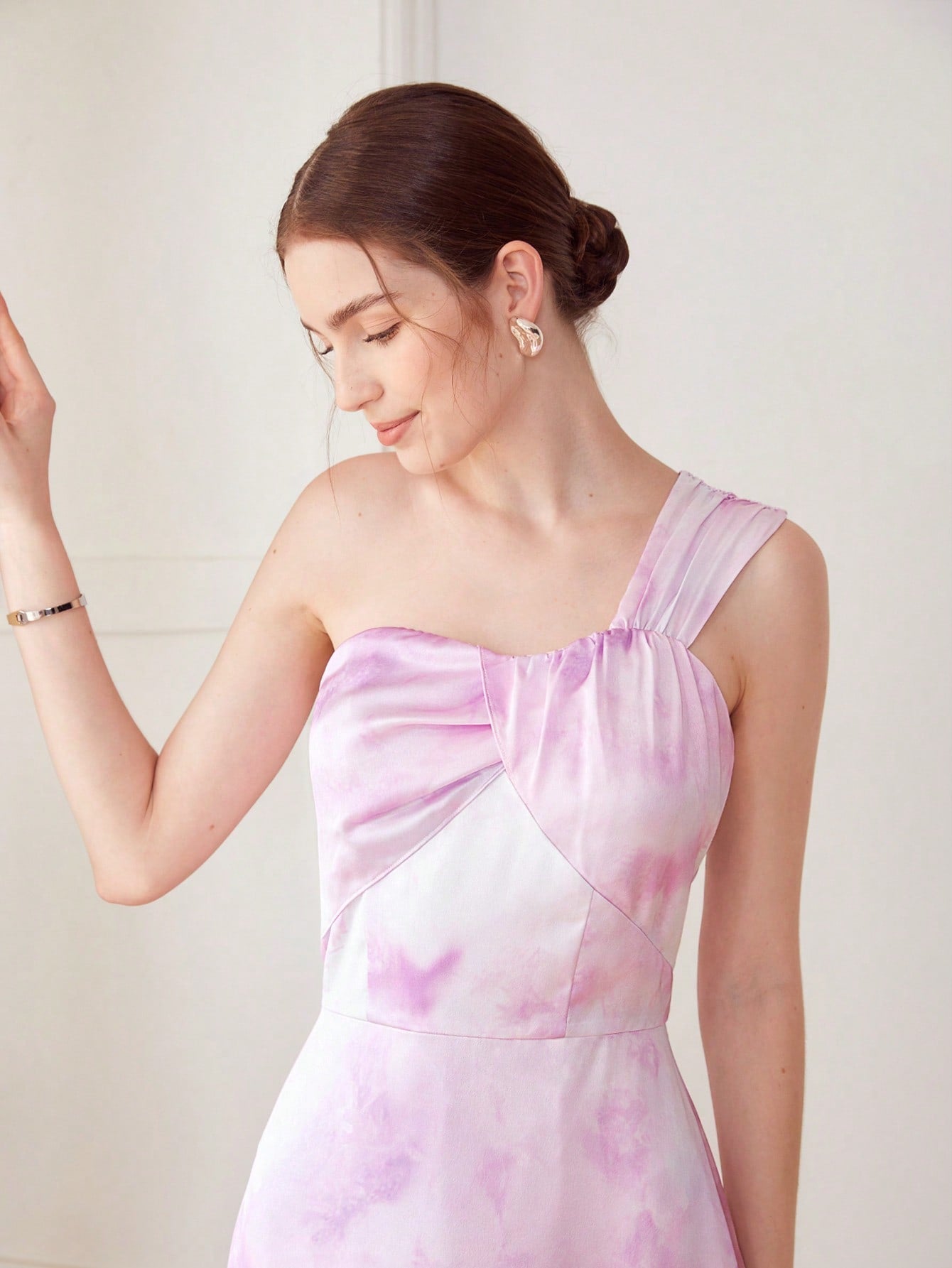 MOTF PREMIUM ONE SHOULDER TIE-DYE DRESS