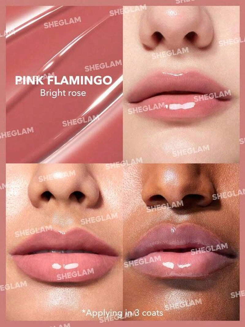 SHEGLAM Pout-Perfect Shine Lip Plumper-Pink Flamingo Moisturizing Plumping Solid Lip Gloss Non-Stick Nourishing Lip Plumping Serum Coconut Oil Lipstick Lip Cosmetics Black Friday Sale Pink Lip Plumper