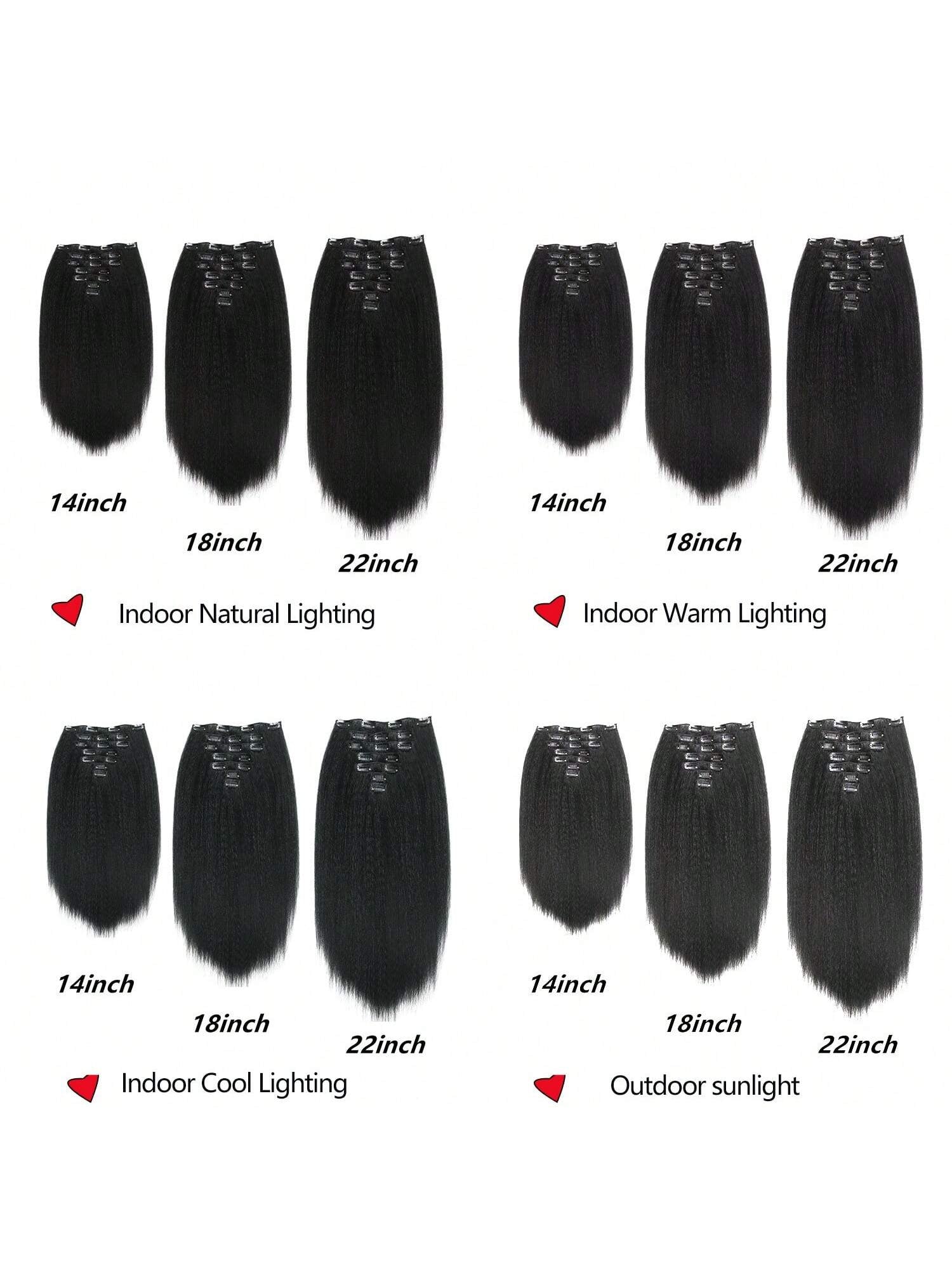 7 Pieces Kinky Straight Clip in Hair Extensions Black Hair Extensions Clip Ins for Straight Clip in Hair Extensions