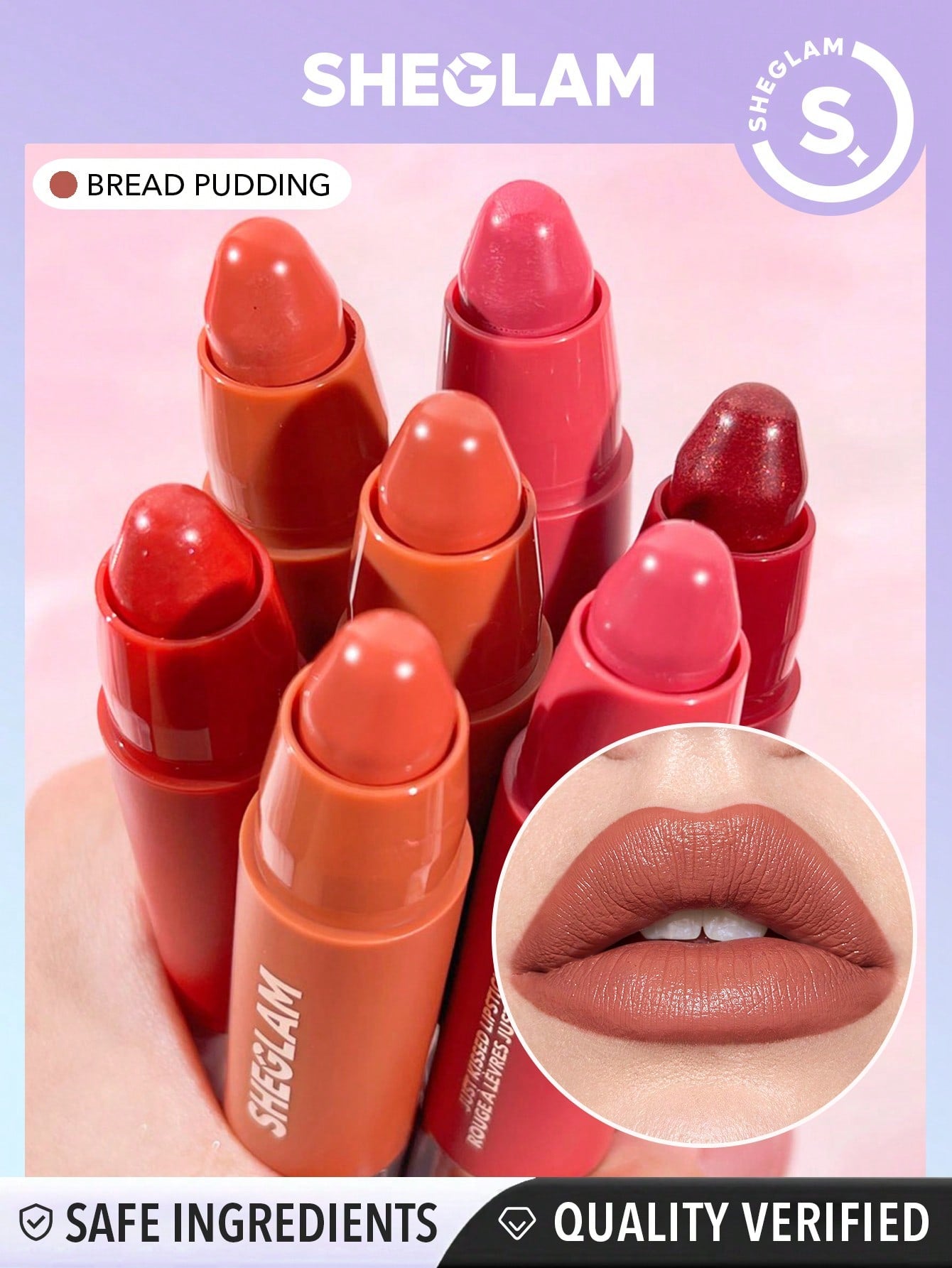 SHEGLAM Just Kissed Lipstick Crayon-Bread Pudding Creamy-Matte Smooth Lipstick High Pigment Lip Balm Lip Makeup Black Friday Lipstick