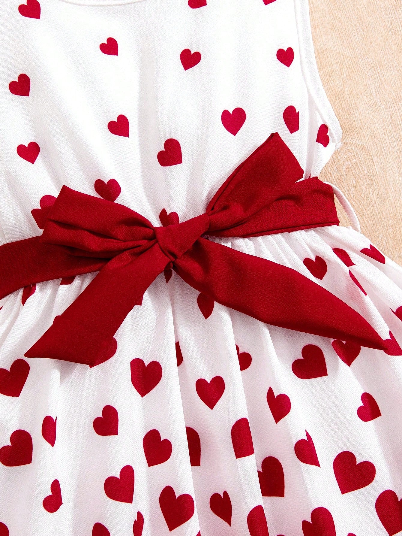 Little Girls' Sleeveless Dress with Heart Pattern