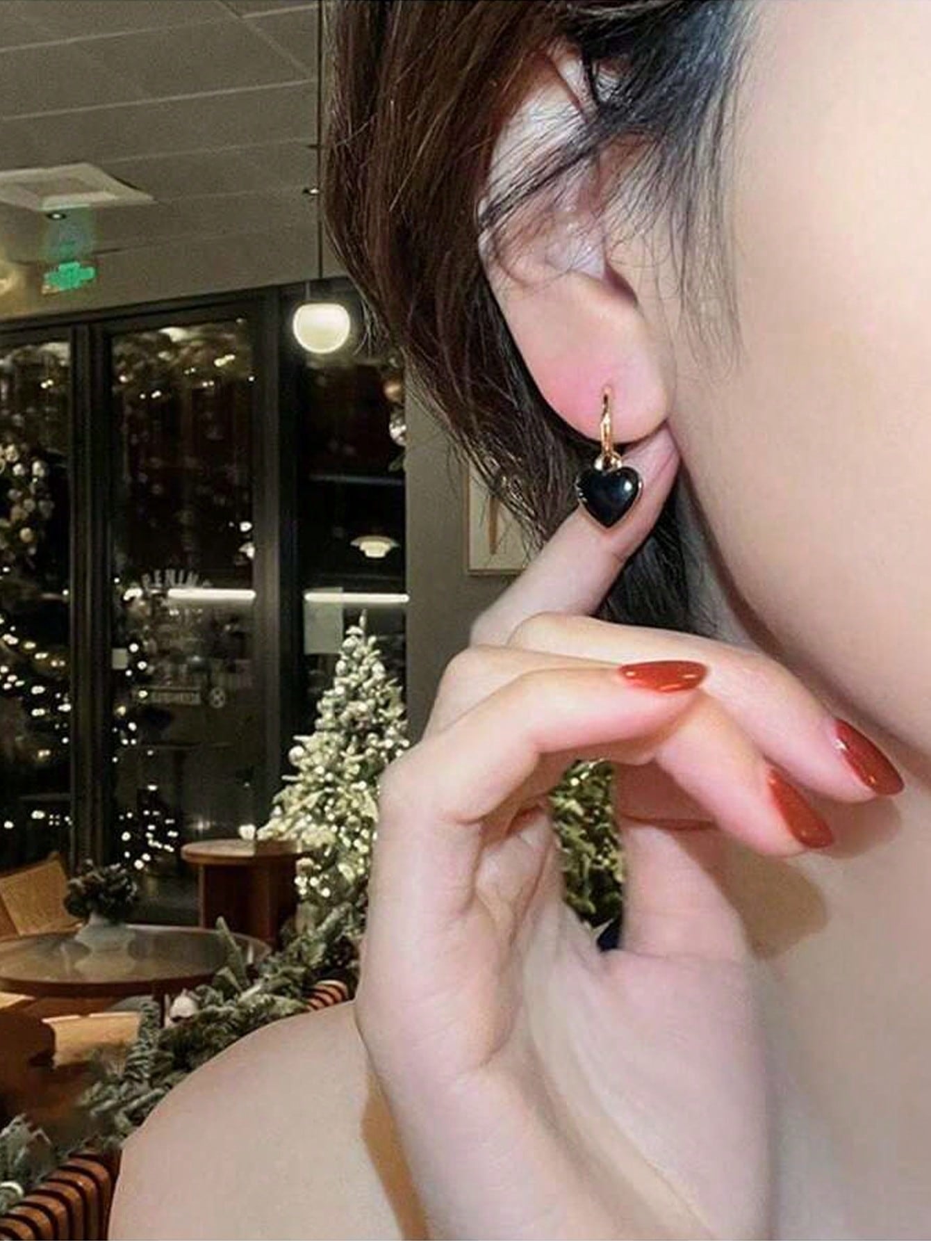 1Pair Fashion Zinc Alloy Heart Drop Earrings for Women for Daily Life