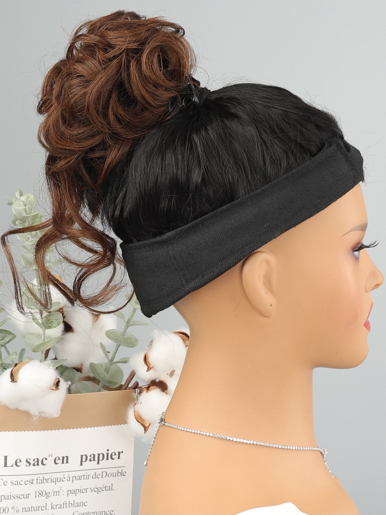 Synthetic Messy Curly Claw Hair Bun Chignon Hair Extensions Scrunchy Fake False Light Brown Hair with Tail for Women Hairpieces