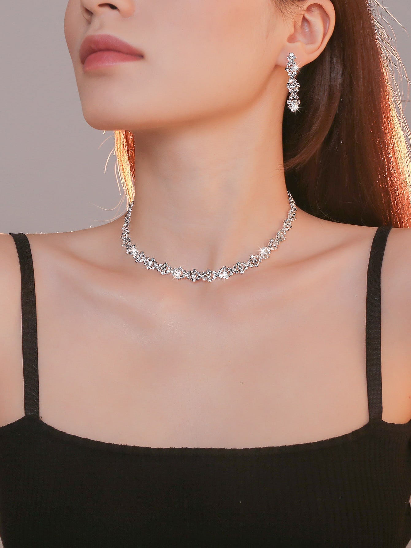 3Pcs/Set Rhinestone Decor Jewelry Set