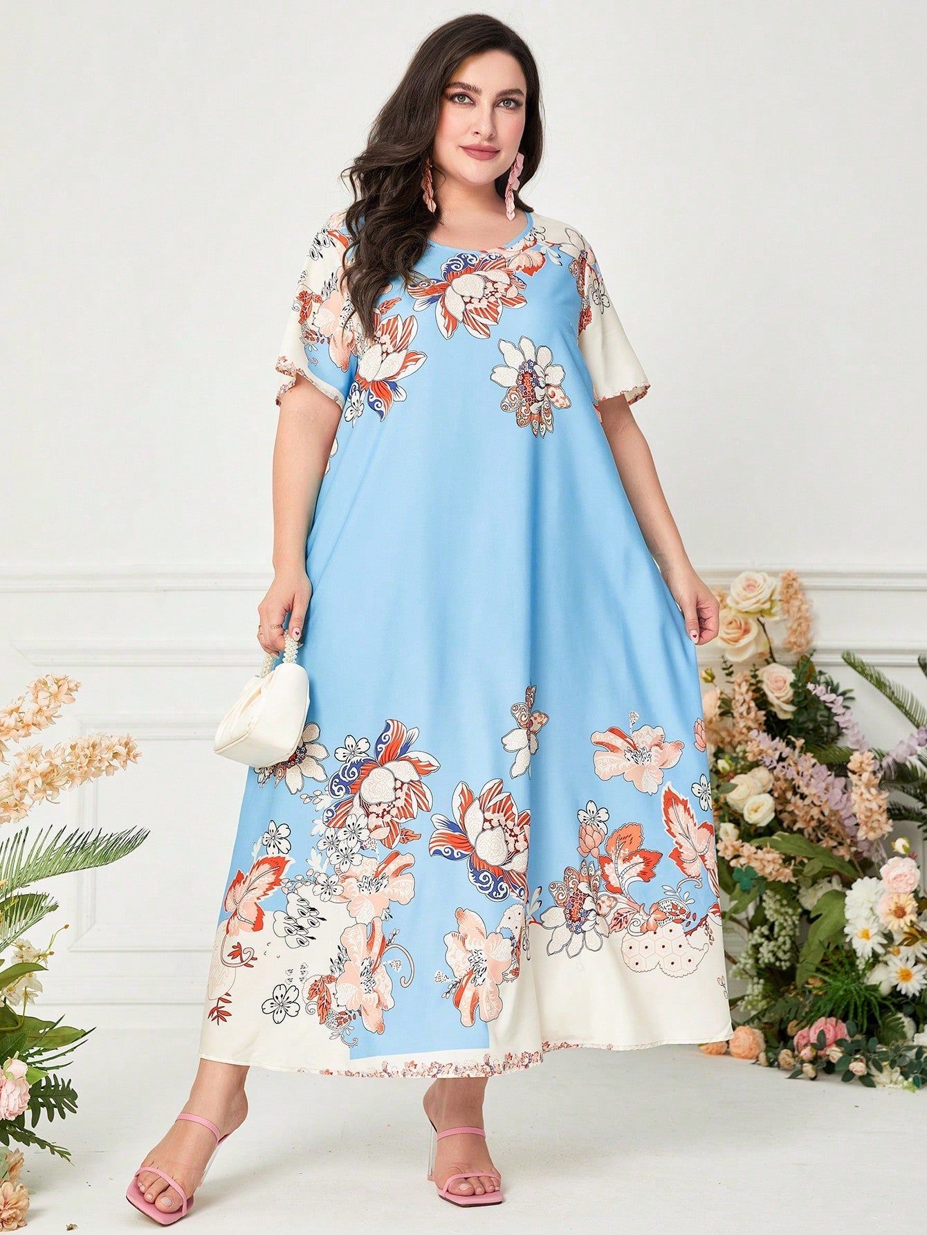 SHEIN Najma plus Floral Print Tunic Dress