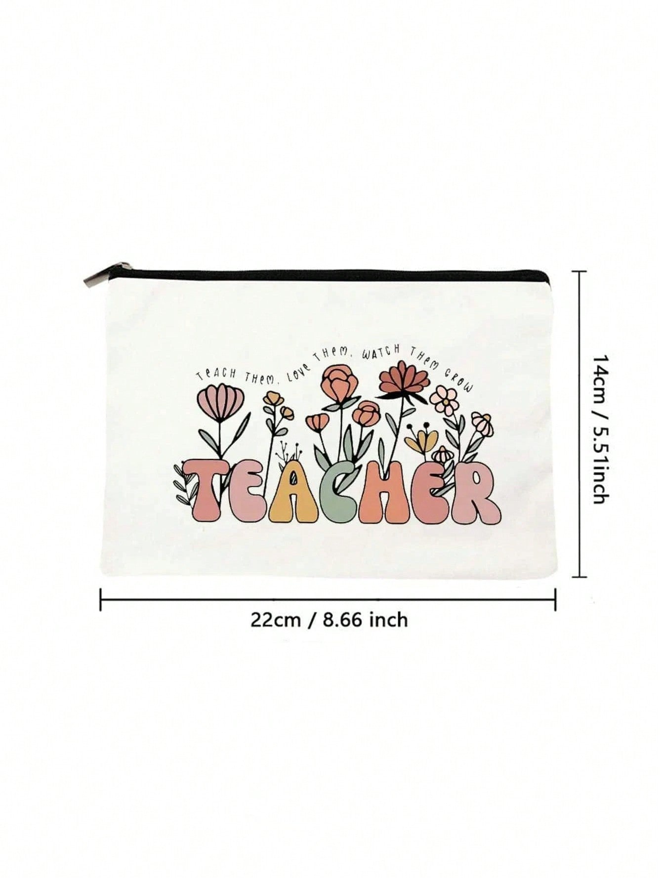 Simple Letter Print Zipper Pouch, Travel Essential Lightweight Carry-On Bag, Versatile Portable Makeup Bag Gift for Teacher Ideal Brides Maid Gifts