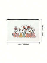 Simple Letter Print Zipper Pouch, Travel Essential Lightweight Carry-On Bag, Versatile Portable Makeup Bag Gift for Teacher Ideal Brides Maid Gifts