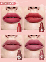 SHEGLAM Mega Lip Stacks-Pink-Petal Stack 4 in 1 Creamy-Matte Red Lipstick Kit High Pigment Non-Drying Portable Travel Lipstick Lip Makeup Hot Pink Black Friday Lipstick