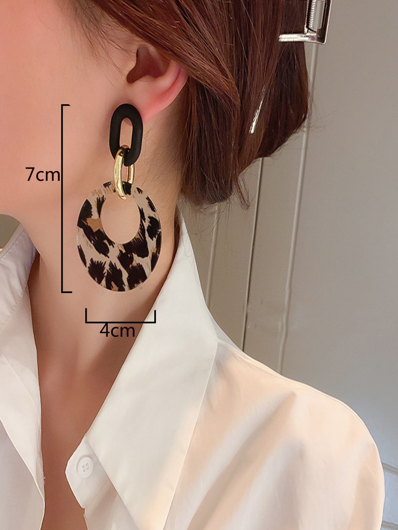 Leopard Pattern Chain Drop Earrings