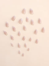 Get Glamorous with 24Pcs Long Almond Milky Ombre Fake Nail & 1Pc Nail File & 1Sheet Tape